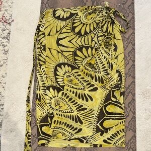 Talbots Yellow and Brown Patterned Wrap Skirt